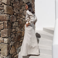 Elegant Crew-neck Long-sleeve Shirt And High-waisted Figure-flattering Skirt Two-piece Set