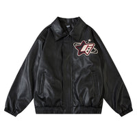 Letter Embroidery Pilot Leather Coat Men