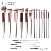 18 Champagne Makeup Brushes Suit High Quality Solid Wood Handle Beauty Tools