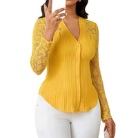 Hollow-out Long-sleeve V-neck Cardigan
