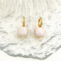 Stylish Drop-glaze Stud Earrings With Delicate Micro-set Zirconia