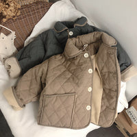 Coat Girls' Cashmere Cotton-padded Coat Lapel Warm Coat
