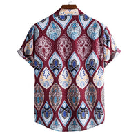 Stand Collar Ethnic Style Series Printed Casual Shirt