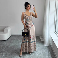 Women's Retro Sweet High Slit Maxi Dress