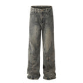 Men's Patchwork Irregular Skinny Jeans Washed
