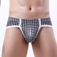 U Raised Pouch Plaid Briefs For Men