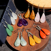 New Flat Teardrop Semi-precious Earrings For Women