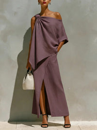 Womens Off-Shoulder Top And Skirt Two-Piece Set