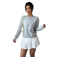 Fashionable All-match Casual Flower Round Neck Sweater Women's Sweater