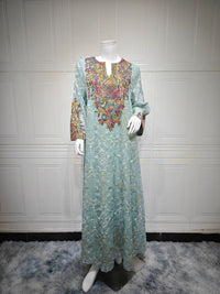 Fashion Mesh Embroidery Patchwork Womens Dress