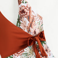 European And American Tropical Plants Multicolor Printing Bikini One-piece
