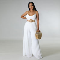 Women's Fashion Casual Solid Color Wide Leg Jumpsuit