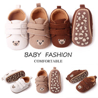 Embroidered Little Bear Baby Shoes Double Velcro Striped Children's Shoes Toddler Shoes