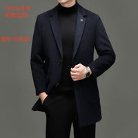 Men's Suit Single-breasted Suit Collar Thickened Business High-end Solid Color Wool Overcoat