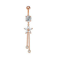Butterfly Heart Zircon Minimalist Navel Piercing Jewelry