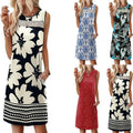 Fashionable Printed Lace Trim Patchwork Dress