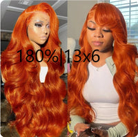 Long Curly Hair Fluffy Curly Hair  Orange Big Wave Real Hair Headband For Women