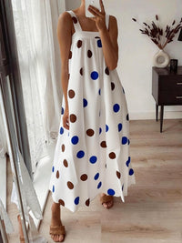 Casual Slip Dress With A Square Neckline And A Standard Digital Print