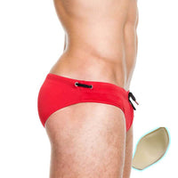 Men's Solid Color Tethered U-Cup Swim Briefs