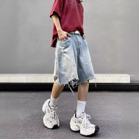 Ripped Frayed-edge Loose-fit Casual Versatile Denim Shorts