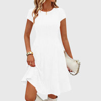 Irregularly Brushed Ribbed Solid-color Dress