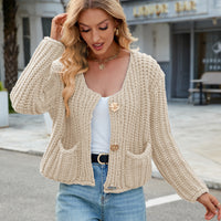 Women's V-neck Three-button Sleeveless Cardigan