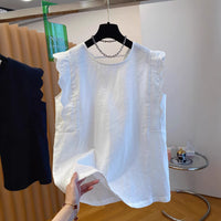 Retro Linen Vest Shirt Women's Top