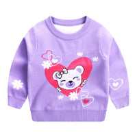Love Cat Round Neck Cotton Double Layer Warm Sweater