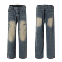 Men's American Retro Washed Logging Cargo Jeans