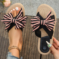 One-word Women's Slippers Hemp Rope Straw Woven Summer New Outdoor Stripes