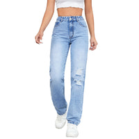 Loose High Waist Leisure Ripped Jeans