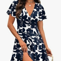 V-neck Floral-print Womens Dress