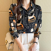 Fashionable Western-style Chic Long-sleeve Chiffon Shirt