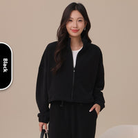 Aoli Velvet Sports Jacket For Women Loose Lapel Yoga