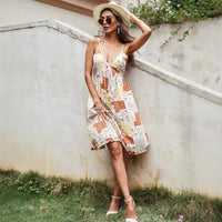 Loose-fitting Floral Print Slip Dress