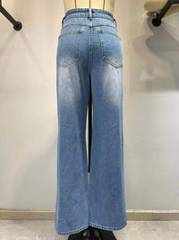 Explosion Style Jeans Women's Straight High Waist Wide Leg Pants