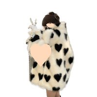 Black And White Love Environmental Protection Furry Coat