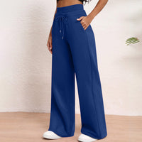 Wide-leg Ribbed High-waist Athletic Pants Loose-fitting And Slimming