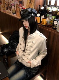 New Bamboo-knot-pattern Studded Short Jacke