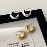 Niche Design High-end Geometric C-shaped Frosted Brushed Earrings