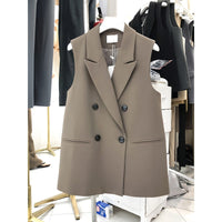 Springautumn Casual Chic Sleeveless Blazer Vest Top
