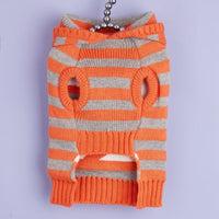 Halloween New Knitted Cold-proof Contrast Color Striped Hooded Fur Ball Pet Sweater