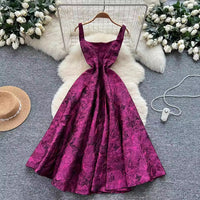 Jacquard Slip Dress Womens Sophisticated High-waist Figure-flattering Style