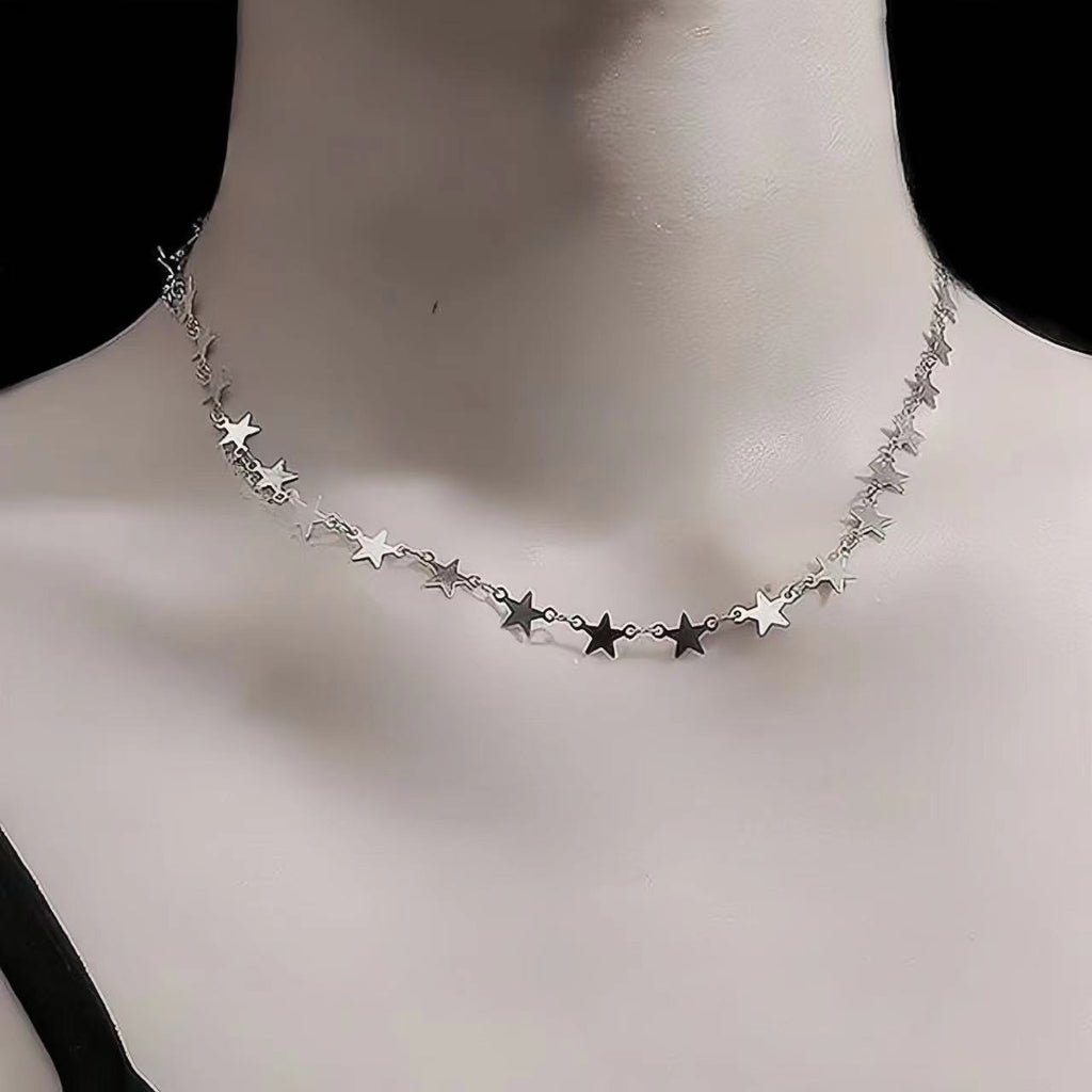 Sweet Cool Hot Girl Stainless Steel Five-pointed Star Necklace