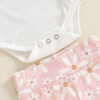 Girls' Romper Flower Bell-bottom Pants Three-piece Set