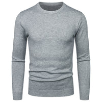 Men's Round Neck Sweater Solid Color Simple Free Size Long Sleeve Sweater