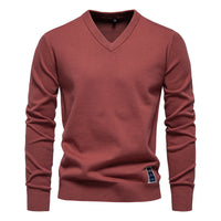 Autumn And Winter Pure Cotton Solid Color Hoodie V-neck Trendy Men's Clothing Sweater