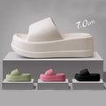 7cm High Heel Flat Slippers Summer Solid Color Non-slip Floor Home Shoes Outdoor Garden Slippers For Women
