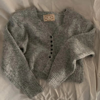 Retro V-neck Mixed Cashmere Long-sleeved Knitted Sweater Coat