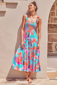 Womens Printed Long Slip Dress